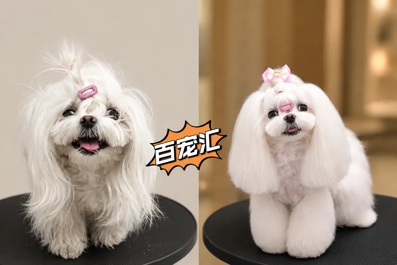 百宠汇学员长毛犬美容前后对比作品